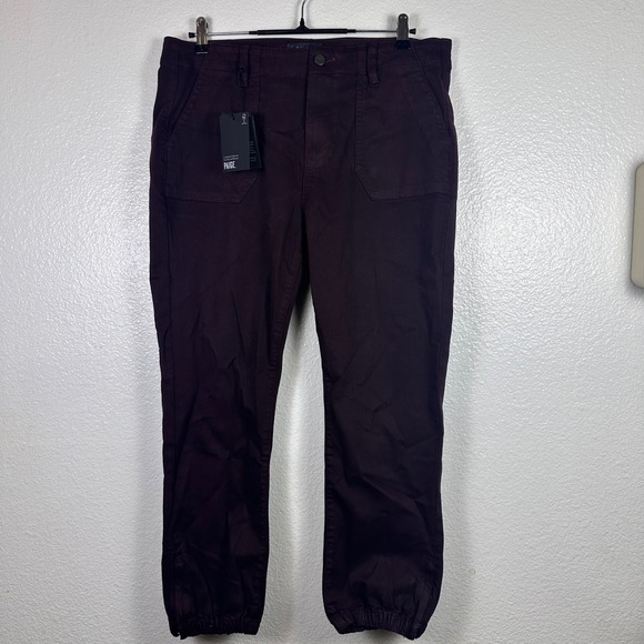 Paige Mayslie Jogger Pants Vintage Black Cherry Burgundy Size 31 NWT - Picture 2 of 10